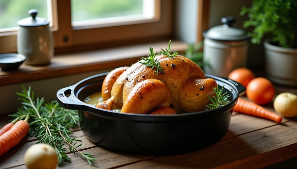 Pintade en cocotte : une recette simple et gourmande à la crème onctueuse